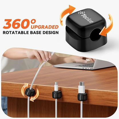 6 Pack Rotatable Cord Organizer, Spring Cable Clips Desk Cable Management Cord - Image 2