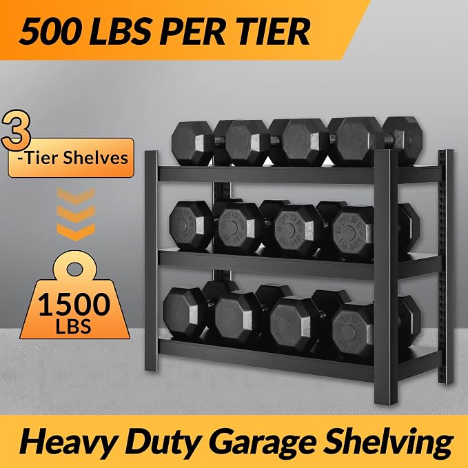Metal Garage Storage Shelves Heavy Duty Shelving Unit 3 Tier Steel Adjustable - Image 6