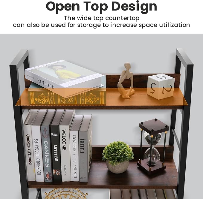 Himimi Industrial Bookshelf 5-Tier, Home Office Bookcase Ladder Shelf, - Image 7