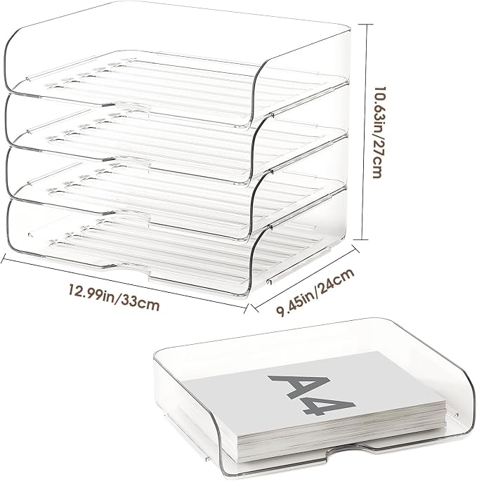 4-Tier Large-Capacity Paper Organizer, Transparent & Easy Access, Desk File - Image 3