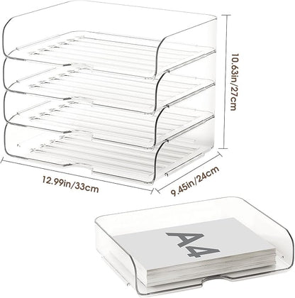 4-Tier Large-Capacity Paper Organizer, Transparent & Easy Access, Desk File - Image 3