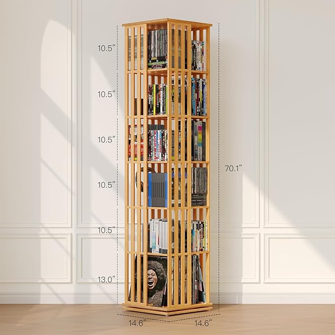 XIMN 360° Rotating Bamboo CD/DVD Shelf - Image 3