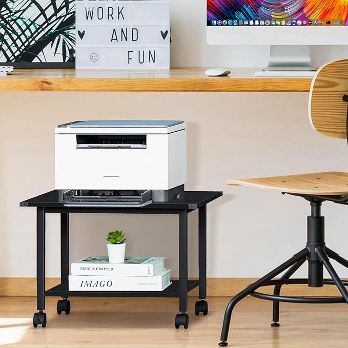 Lerliuo Under Desk Printer Stand, 2-Tier Industrial Mobile Printer Table - Image 6