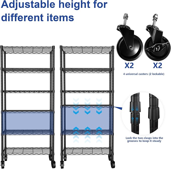 REGILLER 6-Wire Shelving Metal Storage Rack Adjustable Shelves, Standing - Image 6
