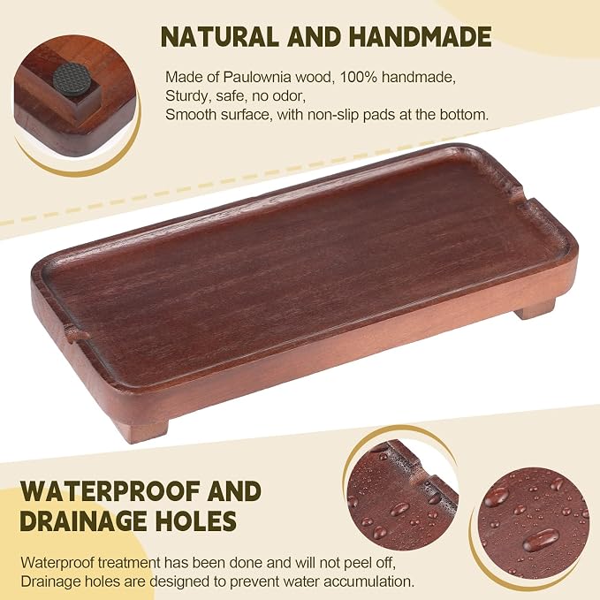 Wood Riser Small Decorative Tray Sink Soap Dish, Vanity Tray Pedestal Stand 10 - Image 4