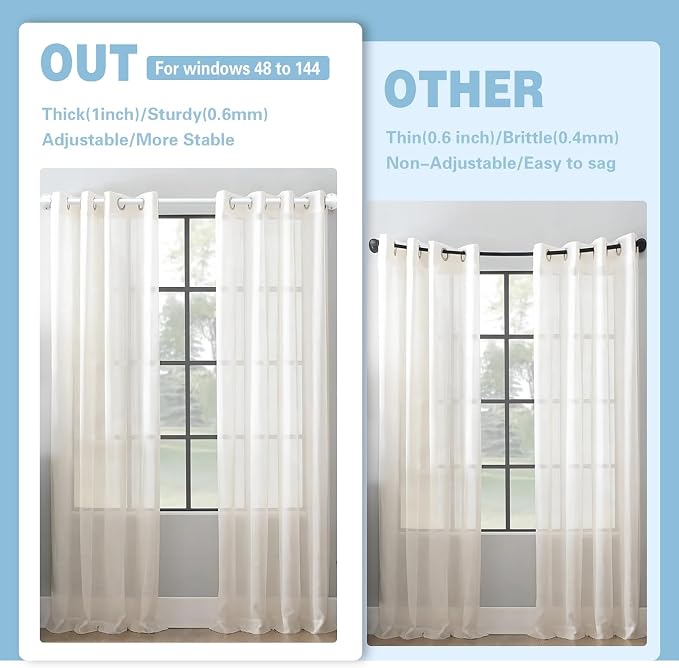 Byondeth Curtain Rods for Windows 16 to 45 Inches Adjustable Blackout Wrap - Image 5