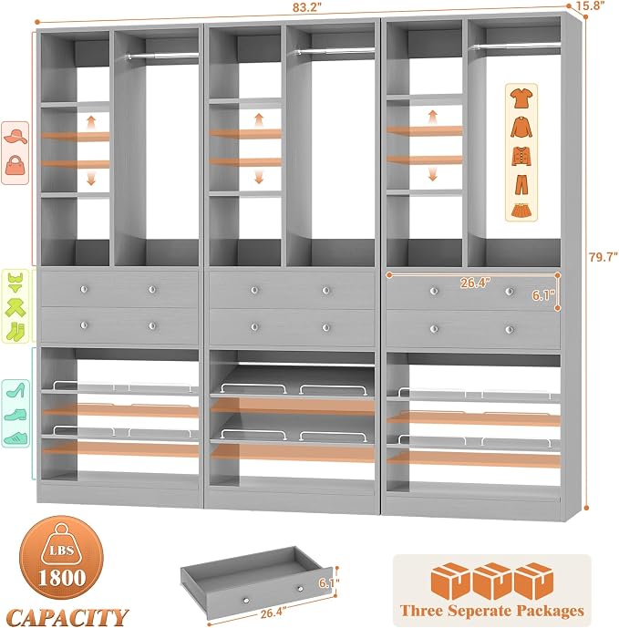 Besiost Closet System, Walk-in Closets Systems, Free Standing Reach in Closet - Image 6
