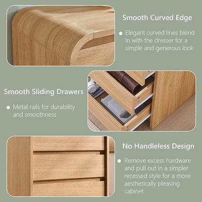 25" Tall Modern Nightstand Set of 2, 23.6" Wide Wood Bedside Table - Image 6