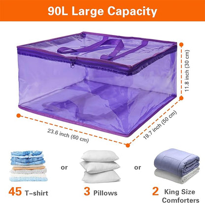 Vieshful 90L Clear Clothes Storage Bag Colorful Clothes Organizer - Image 2