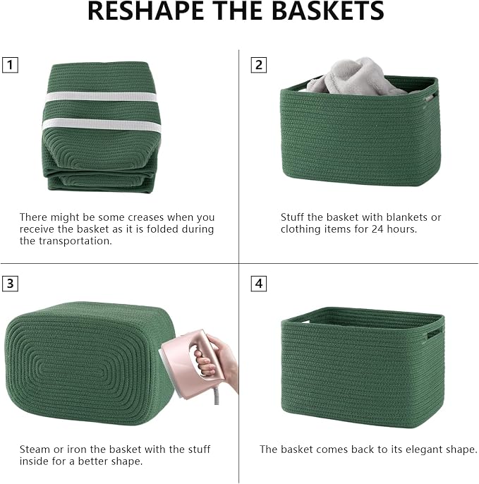 4 Pack Storage Baskets for Organizing, Woven Baskets for Shelves - Image 6