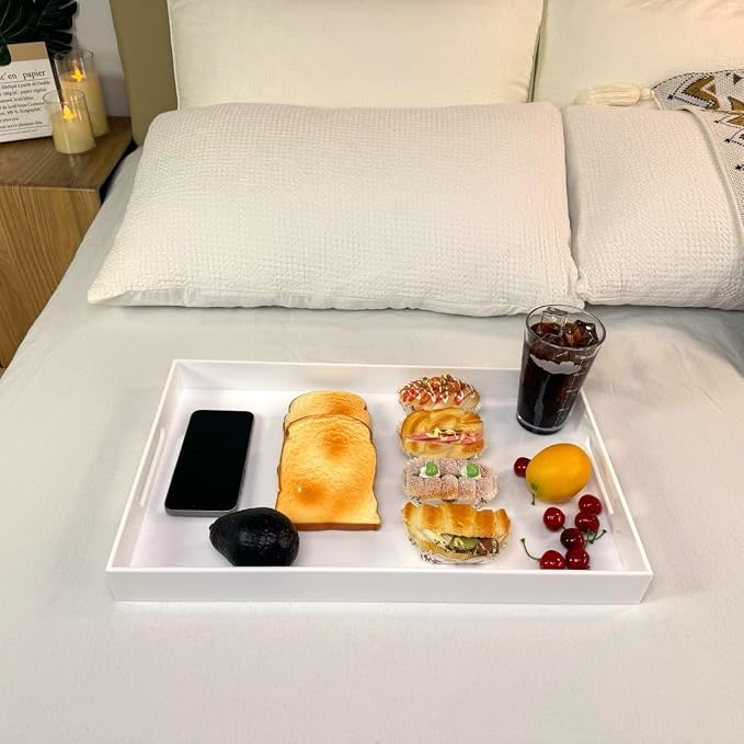 Glossy White Sturdy Acrylic Serving Tray - Image 5