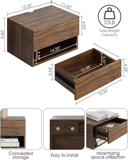 Floating Nightstand, Small Modern Floating Nightstand - Image 2
