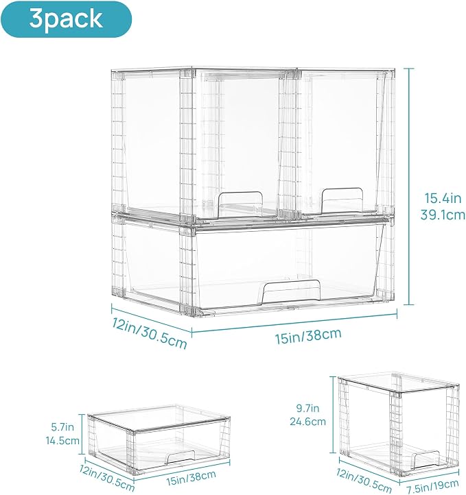 Vtopmart 6 Pack Stackable Storage Drawers, Easily Assemble Clear Plastic - Image 2