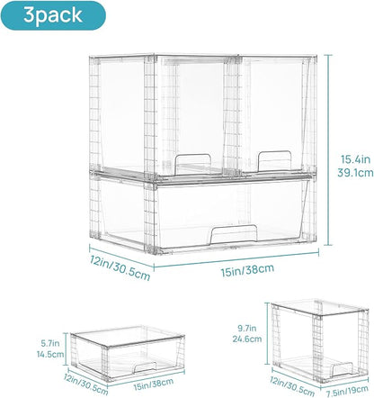Vtopmart 6 Pack Stackable Storage Drawers, Easily Assemble Clear Plastic - Image 2
