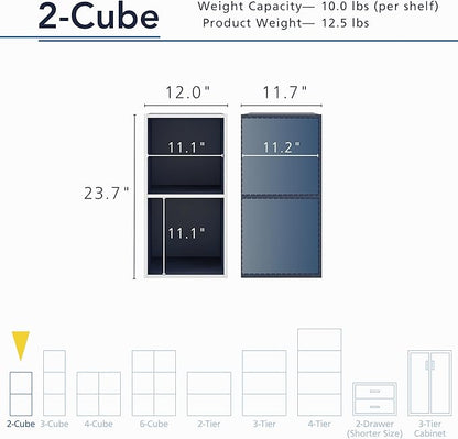 Homes: Inside + Out Apexa 2-Cube Storage Organizer Shelves, Stackable Wood - Image 3