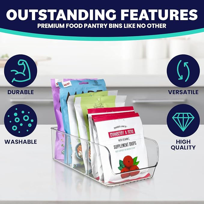 ELTOW 4-Pack Snack Organizer, 3-Compartment Plastic Bins - Image 5