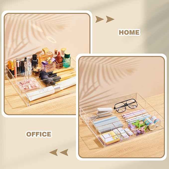 Acrylic Desk Drawer Organizer 14.37 x 11.81 x 2.17 Inch Storage Tray Organizer - Image 6