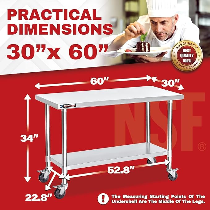 DuraSteel 30x60 NSF Stainless Steel Cart Work Table - Image 2