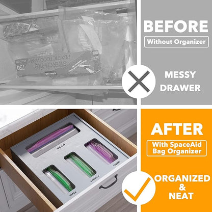 SpaceAid Bag Storage Organizer for Kitchen Drawer, Bamboo Organizer, Compatible - Image 2