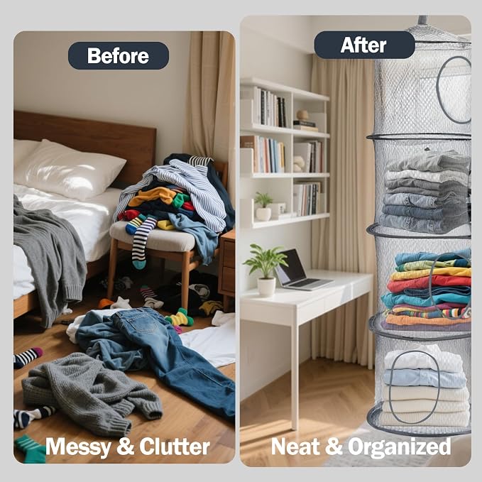 2PCS Hanging Mesh Storage Net, 4 Tier Stuffed Animal Storage - Image 4