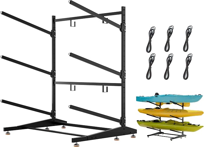Kayak Storage Rack, Adjustable Outdoor Canoe Rack, Reinforced, and and Enhanced by Unknown