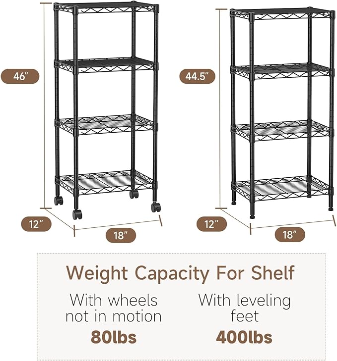 4 Tier Adjustable Storage Shelves Heavy Duty Metal Utility Shelf Wire Shelving - Image 3