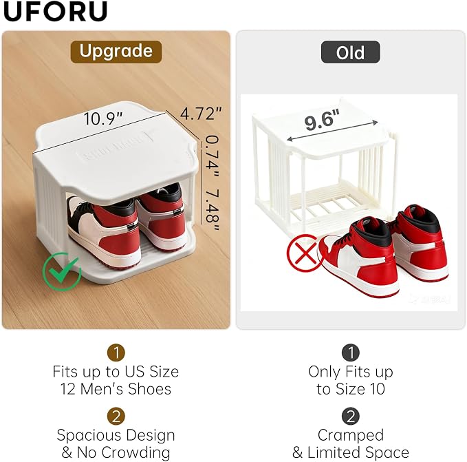 UFORU Vertical Shoe Rack, 9-Tier Plastic Stackable Storage Shelf - Image 5