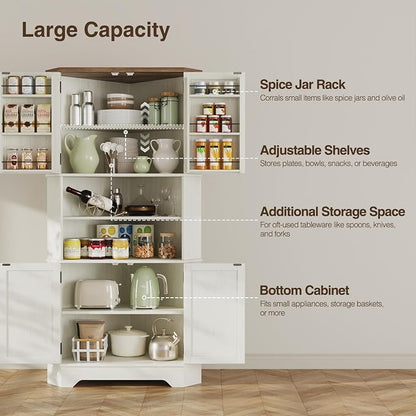 Corner Cabinet, 6-Tier Corner Food Pantry Hutch - Image 4