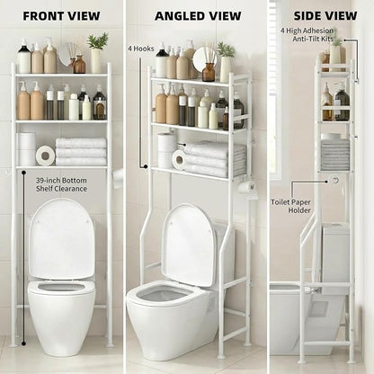 GloTika 3-Tier Over Toilet Storage, 150lb Capacity, Carbon Steel, Freestanding - Image 8