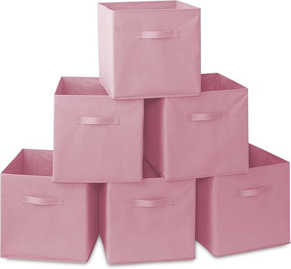 Casafield Set of 6 Collapsible Fabric Cube Storage Bins, Light Pink by Casafield