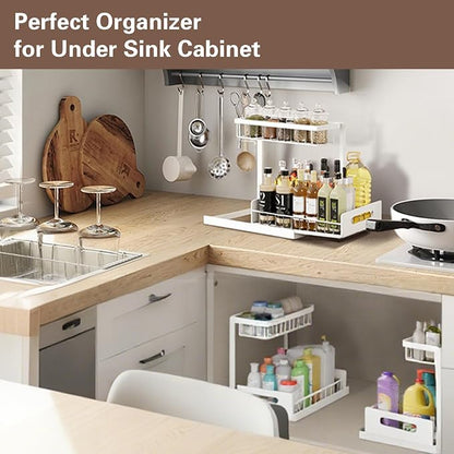 VUSIGN 2 Tier Under Sink Organizer and Storage, Slide Out Pull Out Cabinet - Image 6