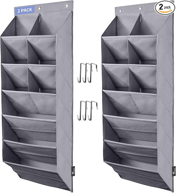 FENTEC 2 Pack Over the Door Shoe Organizer, Hanging Shoe Organizer, 6-Tier by Fentec