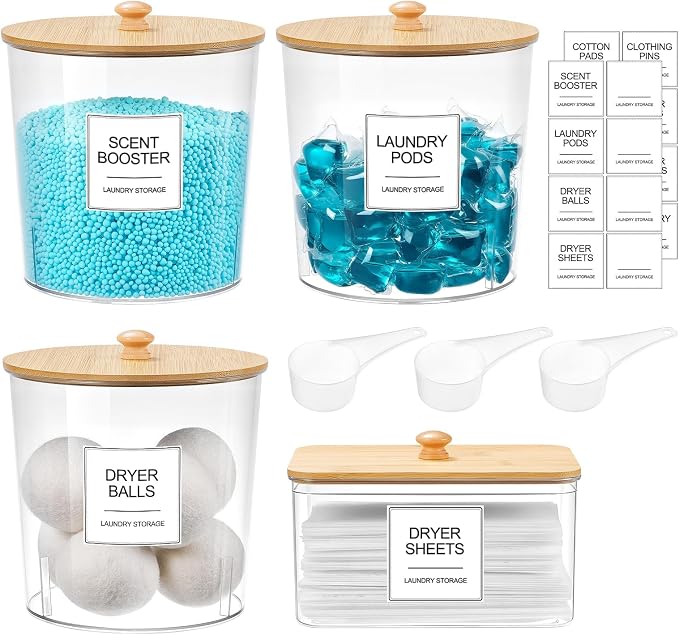 Laundry Pods Container & Dryer Sheet Holder, Laundry Room Organization and by SACIOVEE