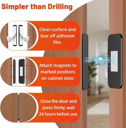 Jiayi 8 Pack Ultra Thin No Drill Magnetic Cabinet Door Catch Black, Ultra Thin - Image 3