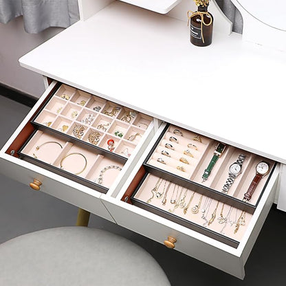 LANDICI Stackable Jewelry Organizer Trays 4 Set, PU Leather Jewelry Organizer - Image 6
