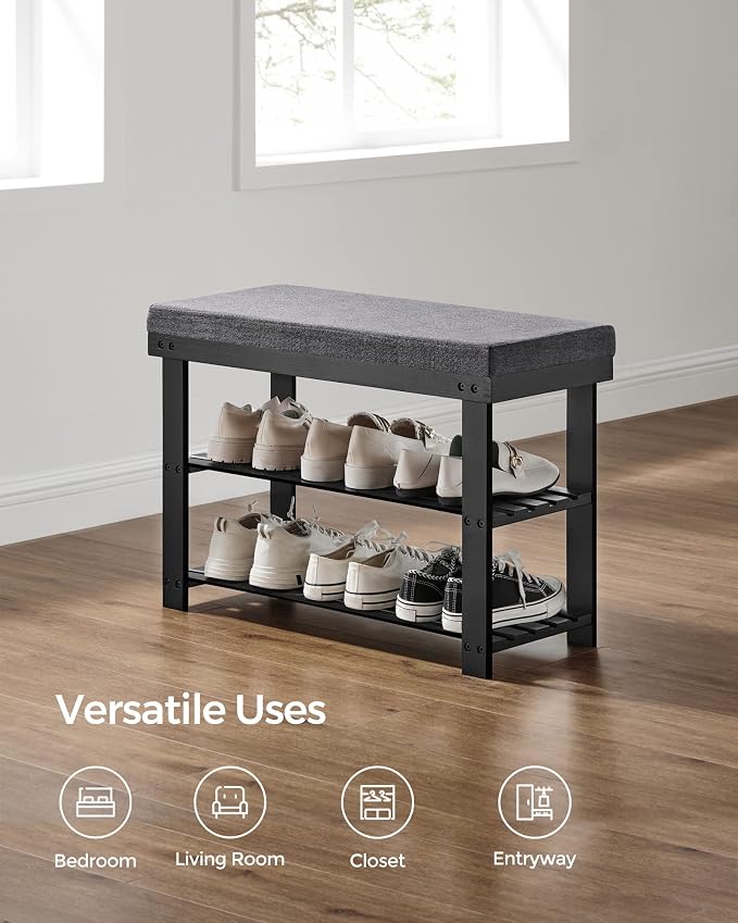 SONGMICS Bamboo Shoe Bench, 3-Tier Shoe Rack Organizer - Image 7