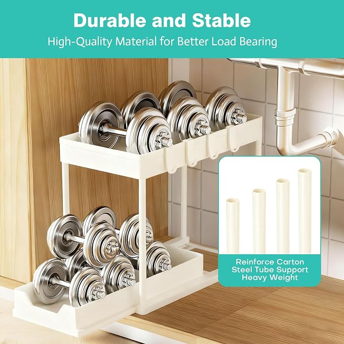 Under Sink Organizers and Storage 2 Pack, Pull-Out Sliding Cabinet Organizer - Image 4