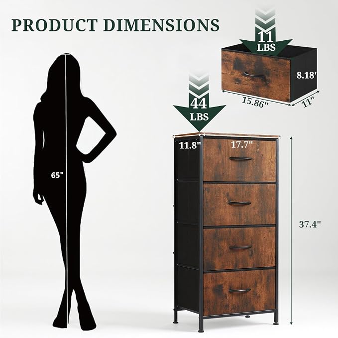 4 Drawers Dresser for Bedroom Fabric Storage Tower - Image 3
