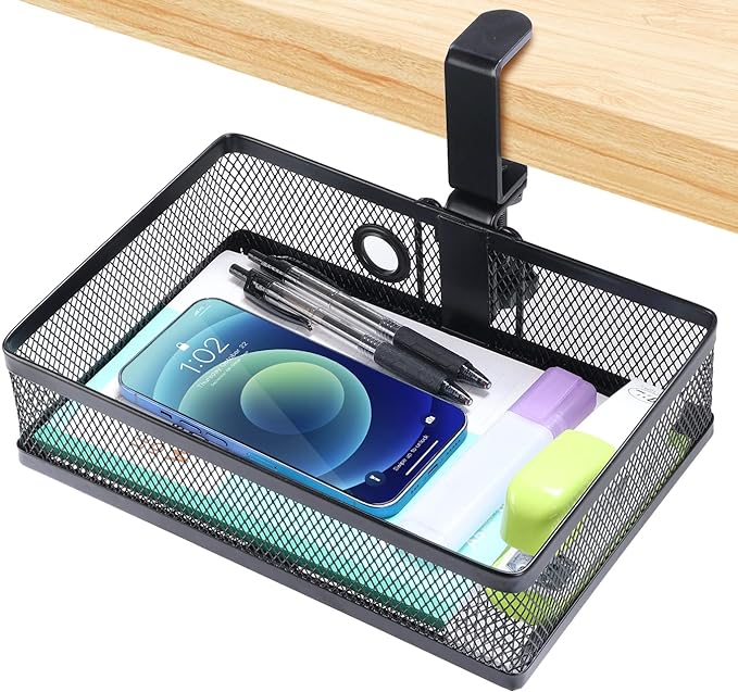 ROSLINE Under Desk Storage Organizer, Clamp on Drawer Basket, Hanging Storage by ROSYLINE