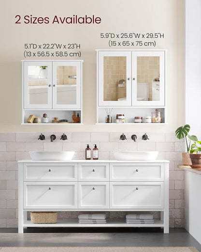 VASAGLE Bathroom Cabinet with Mirror, Wall Cabinet with 2 Mirrored Doors - Image 6