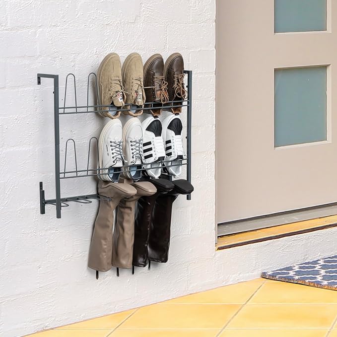 MyGift Premium Urban Gray Metal Hanging Shoe Rack - Image 3
