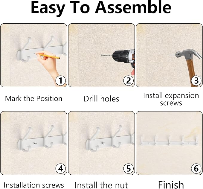 Coat Rack Wall Mount, 17.3 in Wall Hooks - Image 5