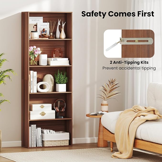 Giantex 5-Tier Bookshelf, Freestanding Bookcase - Image 6