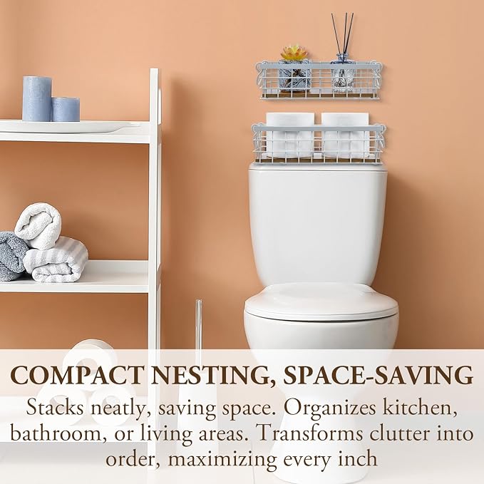 MyGift 13 and 12 Inch Nesting Storage Baskets - Image 3