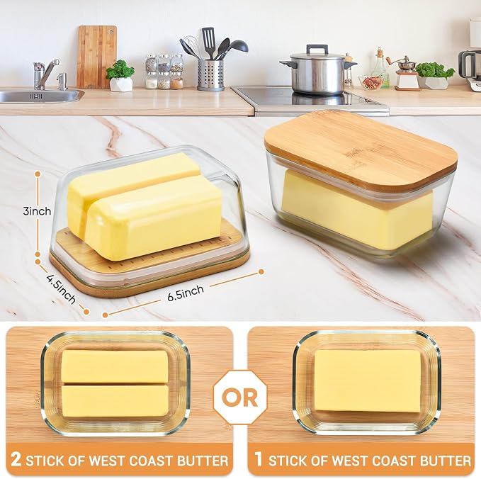 Glass Butter Dish With Sealed Lid - Image 2