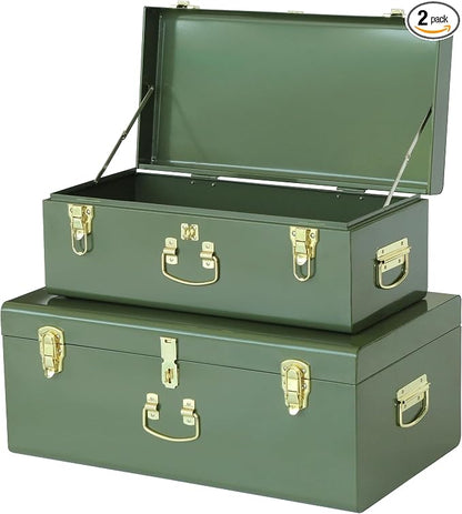 Vixdonos Metal Trunk Decorative Storage Box Set of 2 College Dorm Chest by Vixdonos