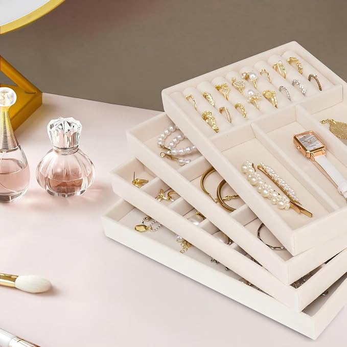 Cirhy Velvet Jewelry Drawer Organizer Trays – Stackable Jewelry Trays - Image 8