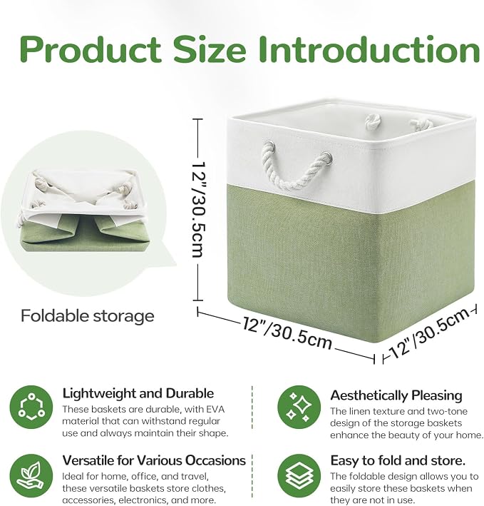 12x12 Inch Foldable Fabric Cube Storage Bins - Image 7