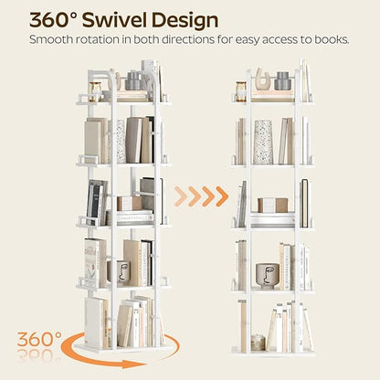 YATINEY 5 Tier Rotating Bookshelf, Freestanding Corner Bookshelf, 360 Spinning - Image 5