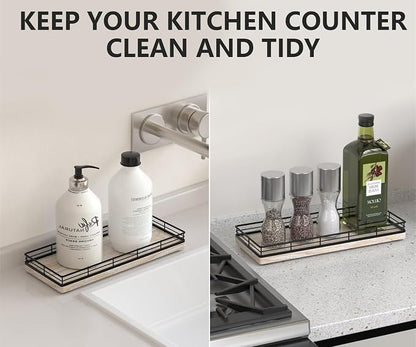 Bathroom Tray for Counter Top Organizer – Ash Wood Vanity Tray - Image 4